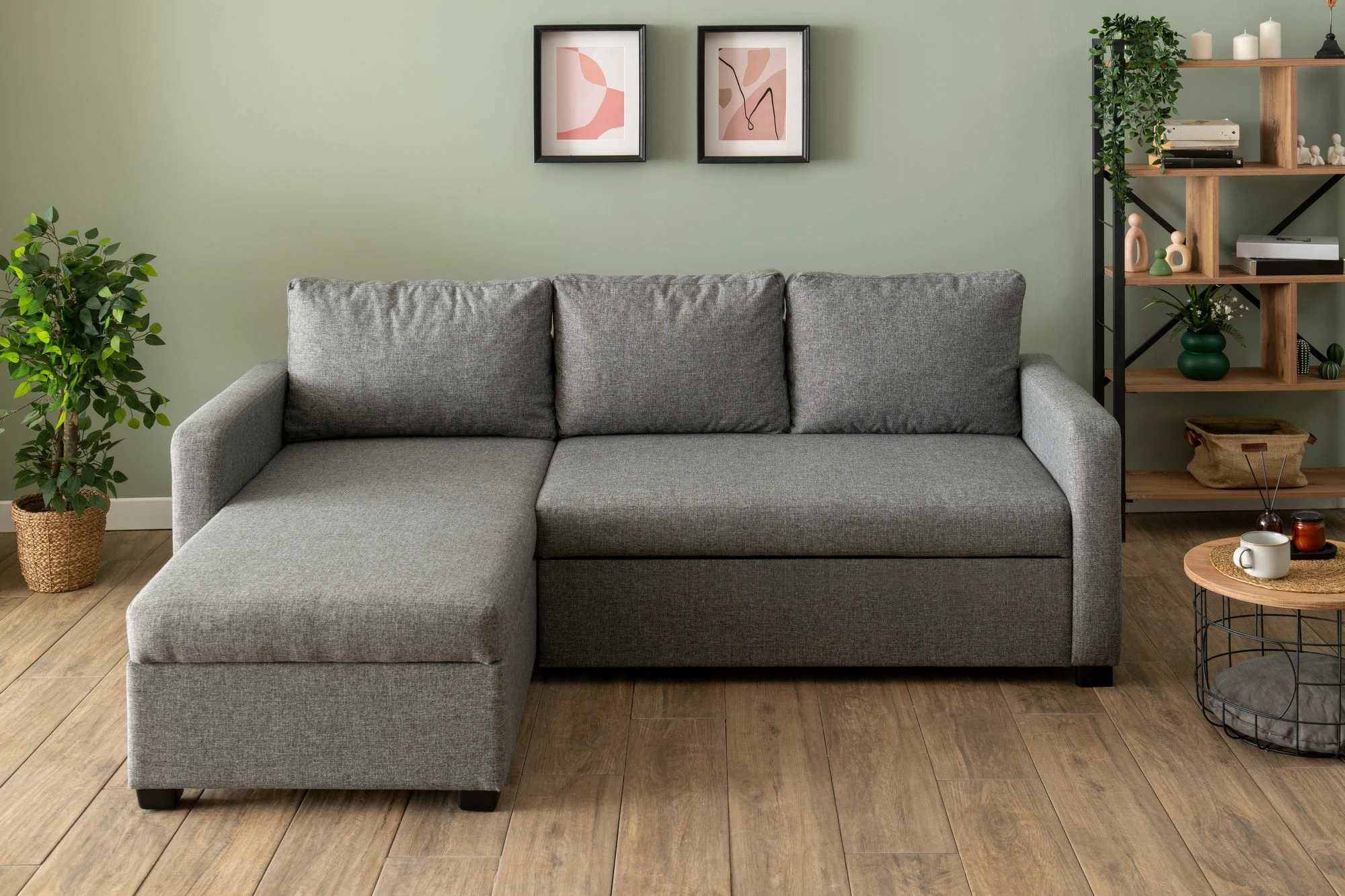 Kënd-sofë krevate Atelier del Sofa, ngjyrë gri e çelët, Kado