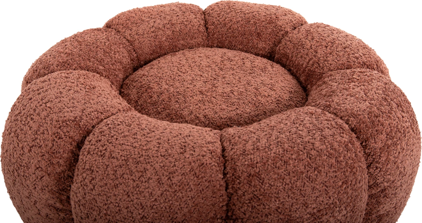 Karrige për bar, ngjyrë rozë boucle, bazë metalike e zezë, Φ60x31H cm