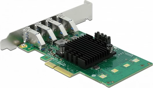 Kartë PCIe DeLOCK, 4x USB 3.0 (USB 3.2 Gen 1) Type-A, low profile, 5 Gbit/s
