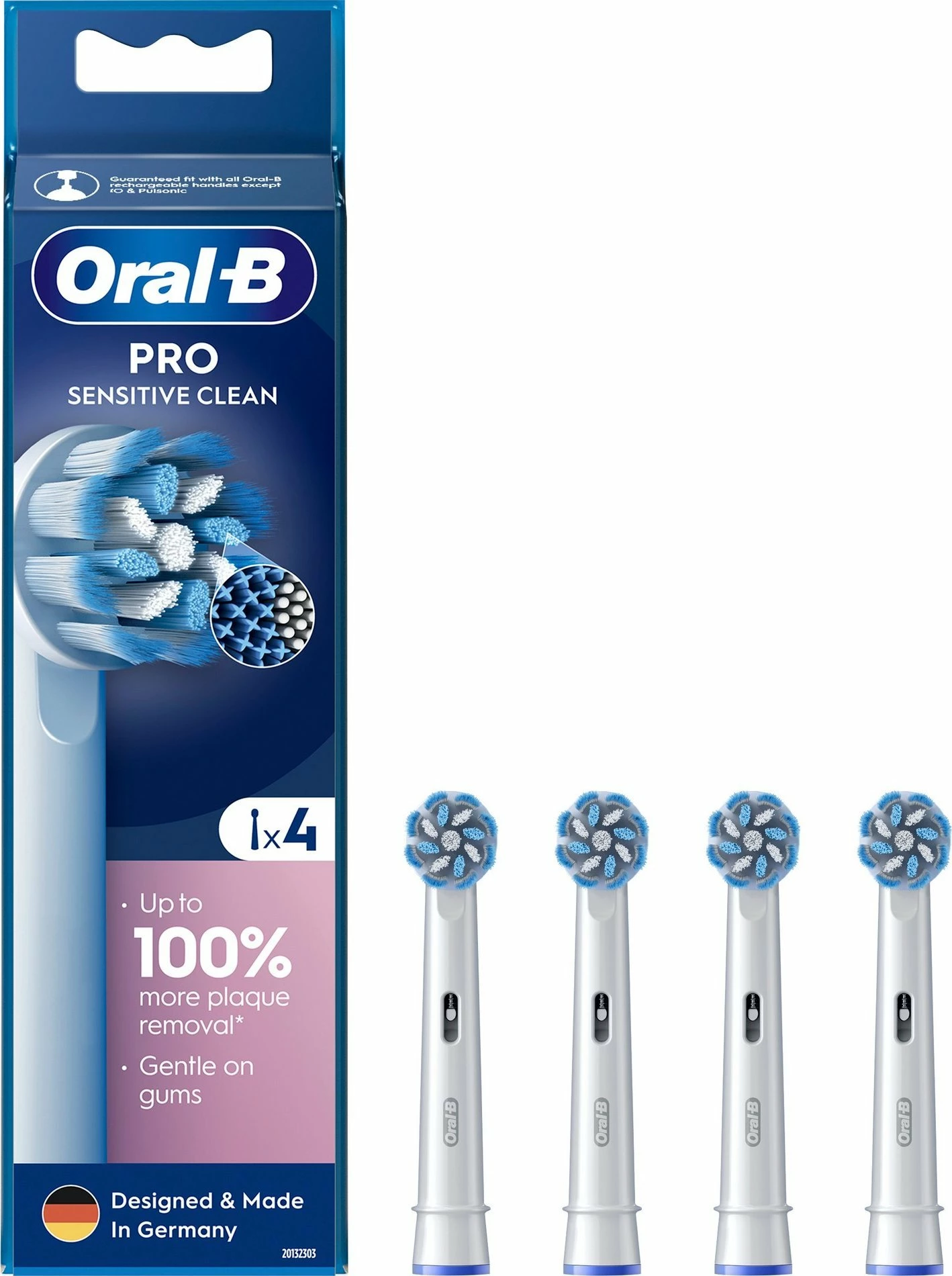 Kokë zëvendësuese për furçë elektrike Oral-B Sensitive Clean EB60-4 PRO, 4 copë, e bardhë