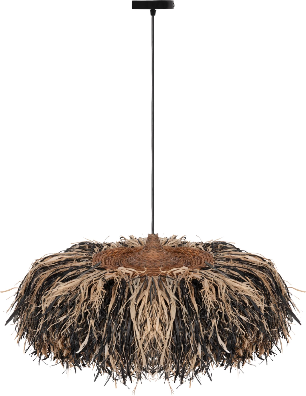 Llambë tavani varëse ORDEM, fibra sisali dhe banane, e zezë & natyrale, 75cm