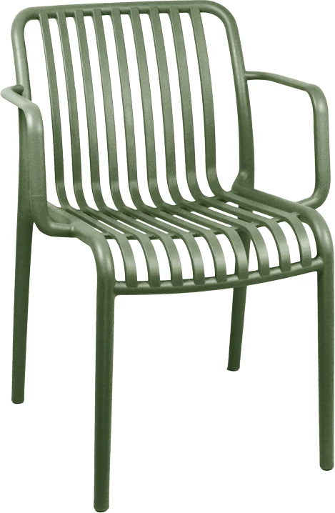 Karrige me krahë Zoi, plastikë e fortë, ngjyrë e gjelbër e errët, 55.5x57.5x79cm