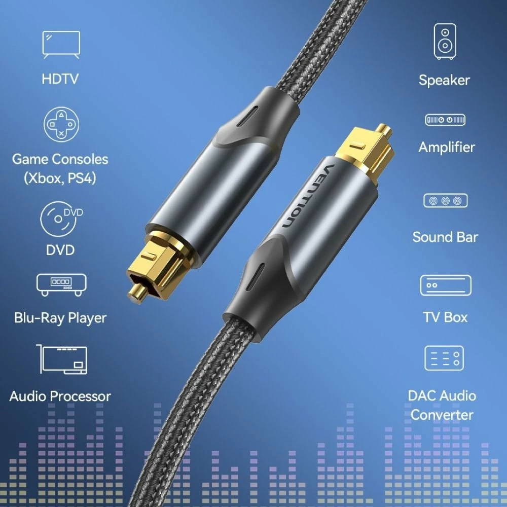 Kabllo optike audio Toslink Vention BAVBJ 5 m, e zezë