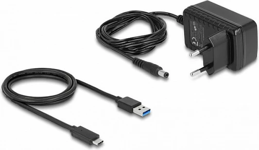Konvertues DeLOCK USB-C 3.2 Gen 2 në SATA, 6 Gbit/s, me adapter rryme, i zi