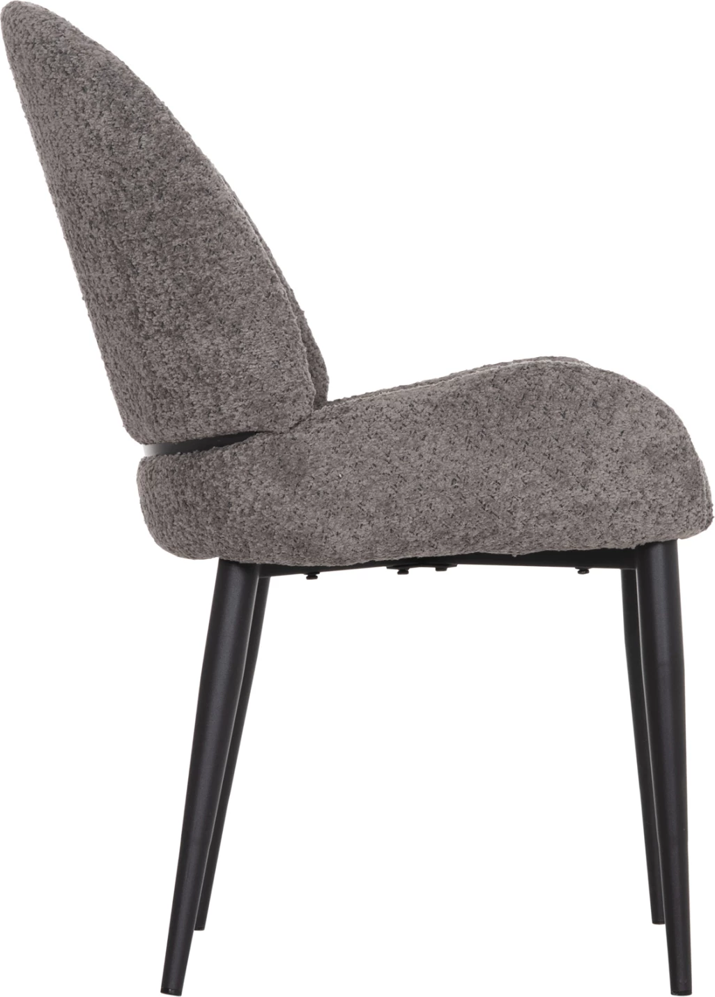 Karrige ngrënieje SARKY, stof boucle gri, këmbë metalike të zeza, FH8585.11, set prej 2 copash, 56x64x88cm