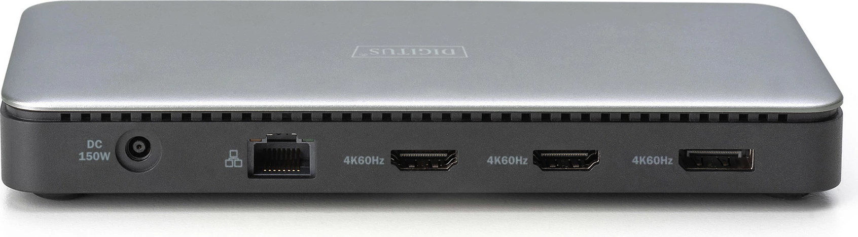 Docking station USB-C Digitus, 4K, 2x HDMI, 1x DP, RJ45, 10Gbps, me adapter, argjendtë
