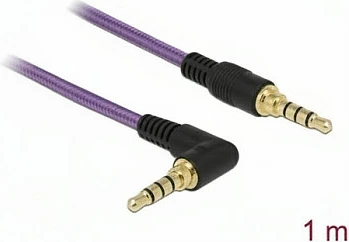 Kabllo audio AUX DeLOCK 85611, 3.5mm mashkull-mashkull, 1 m, me kënd, e purpurt
