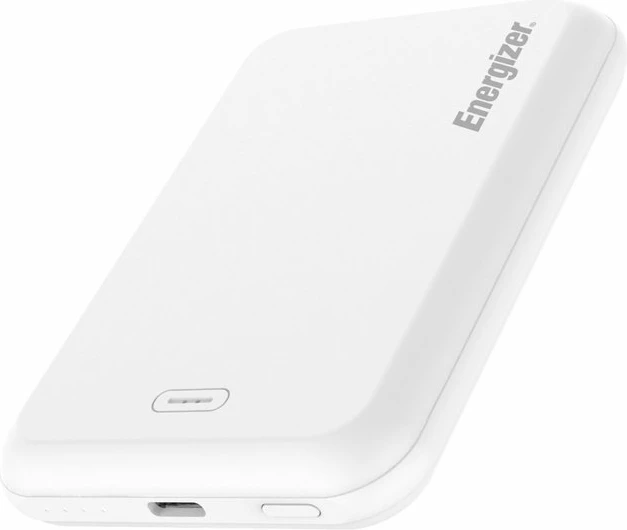 Powerbank Energizer QM5000 5000mAh me karikim magnetik wireless, USB-C 15W, i bardhë