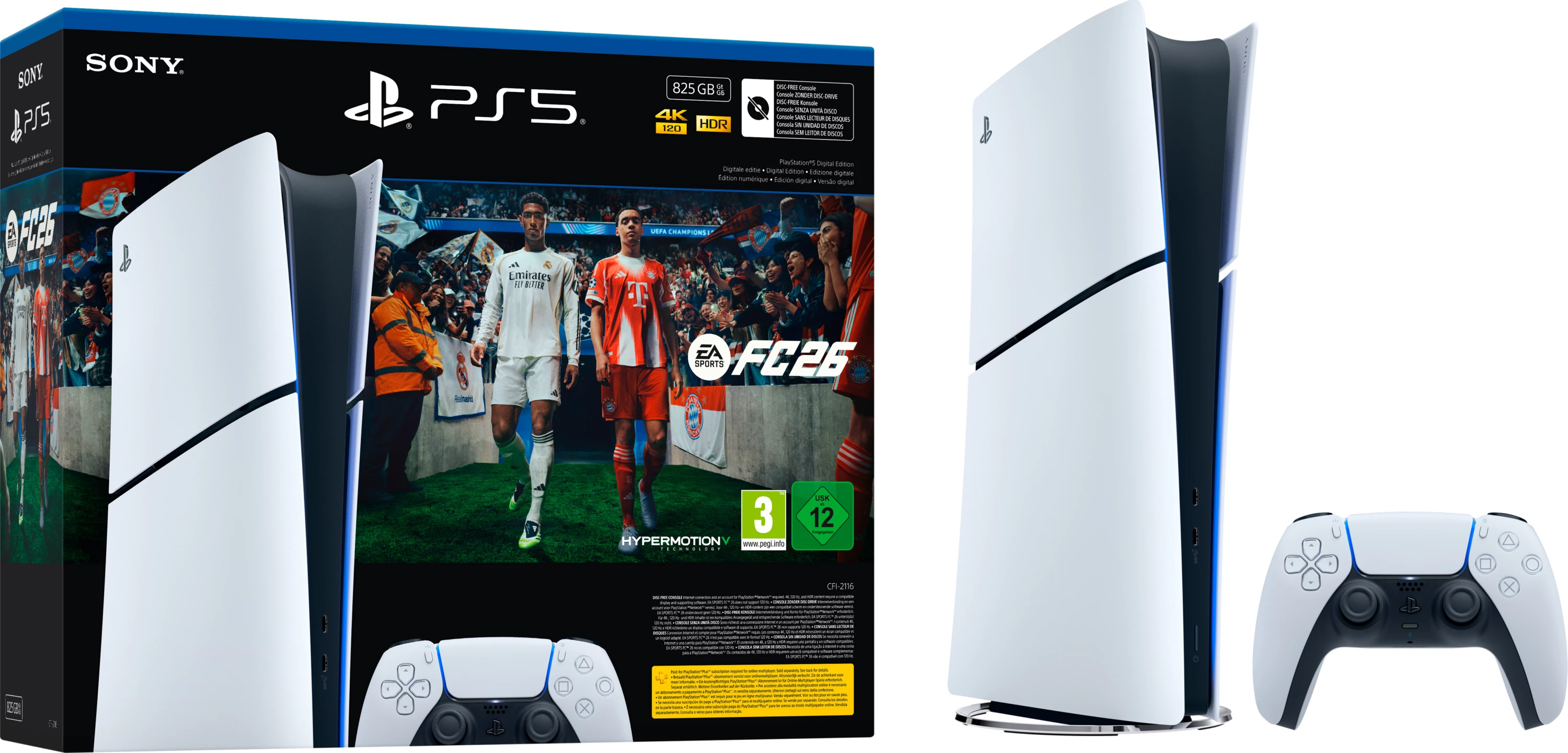 Konzolë PS5 Sony Digital Edition 825GB e bardhë + EA Sports FC 26 ITA