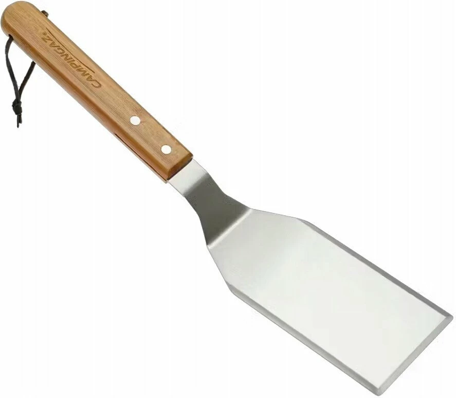 Set veglash për grill Campingaz Utensil Duo, shpatull plancha 36×8 cm + pincë, inox me doreza bambu, 2 copë