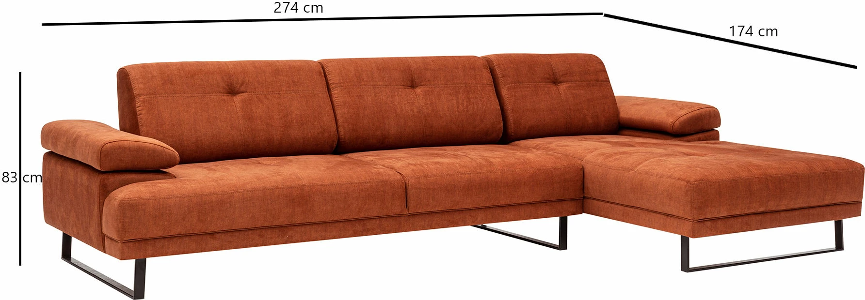 Këndore Atelier del Sofa Mustang Small, e djathtë, portokalli