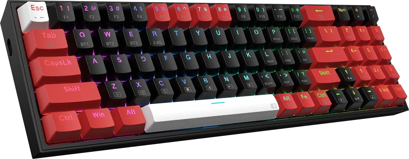Tastierë mekanike Redragon Pollux K628RGB Pro 75% (78 taste), RGB, Outemu Red, USB-C/2.4GHz/Bluetooth