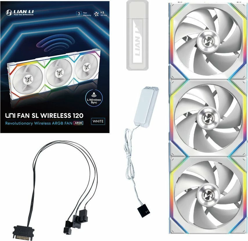 Ventilator PC Lian Li UNI FAN SL Wireless 120 12SL1W3W, ARGB, PWM 4-pin, 3-pack, i bardhë