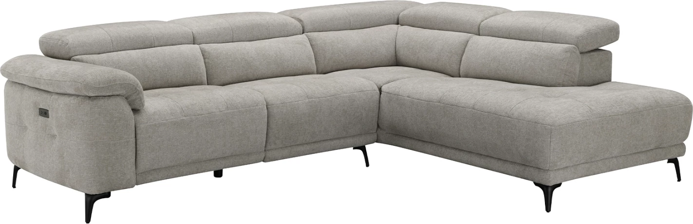 Këndare e djathtë 5-vendëshe me recline, stof bezhë, CD3315.02R, 275x231x77cm