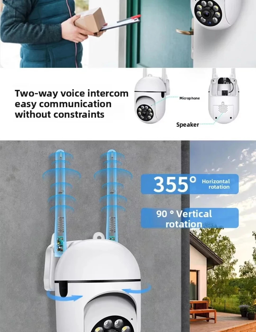 Kamerë Wi-Fi A7 PTZ 360° me Shikim Natën dhe Audio në Dy Drejtime 2