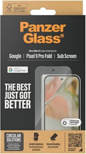 Mbështjellës xhami PanzerGlass për Google Pixel 9 Pro Fold, Ultra-Wide Fit