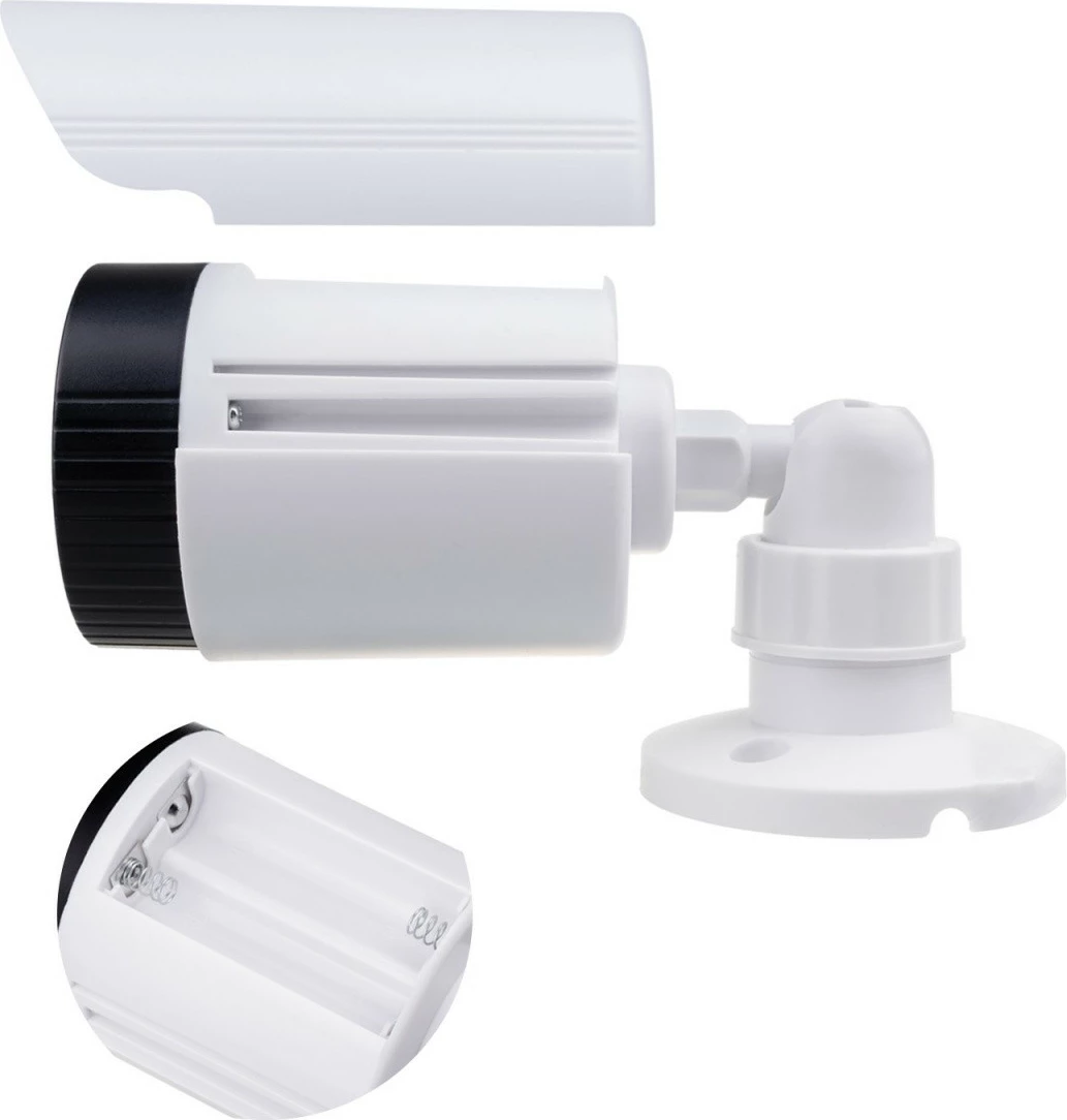 Atrapa kamere tubore, CEE, IR1800, LED IR me pulsim, IP44, 2xAA, ABS, e bardhë