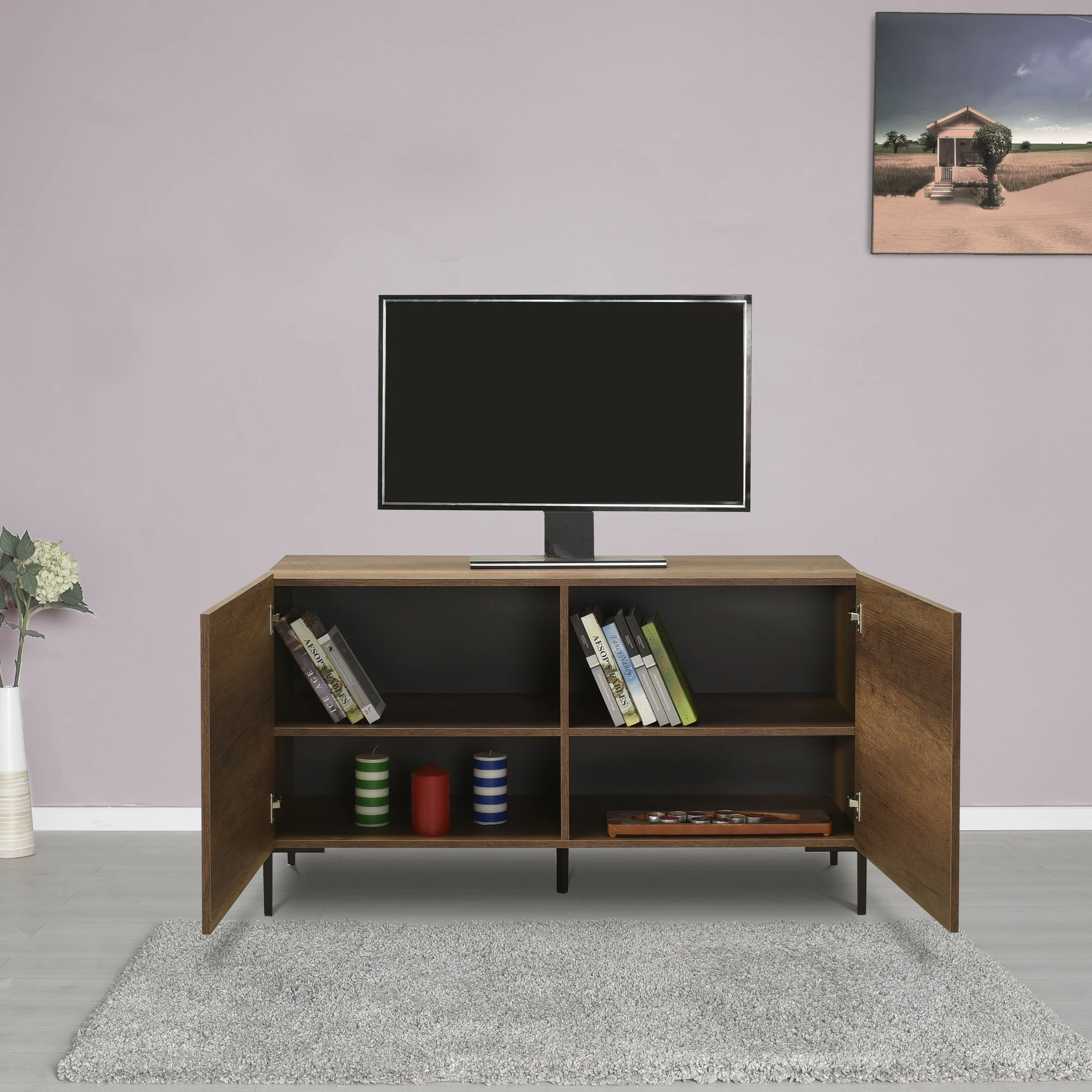 Komodë për TV, ngjyrë Oslo Walnut, Tvc-722-Oo-1