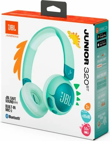 Kufje Bluetooth për fëmijë JBL Junior 320BT, 85 dB kufizim volumit, 50 orë bateri, me mikrofon, jeshile