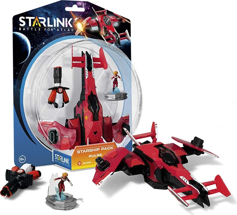 Paketë starship Ubisoft Starlink: Battle for Atlas Pulse, figurë Chase + armë Vulcan, e kuqe