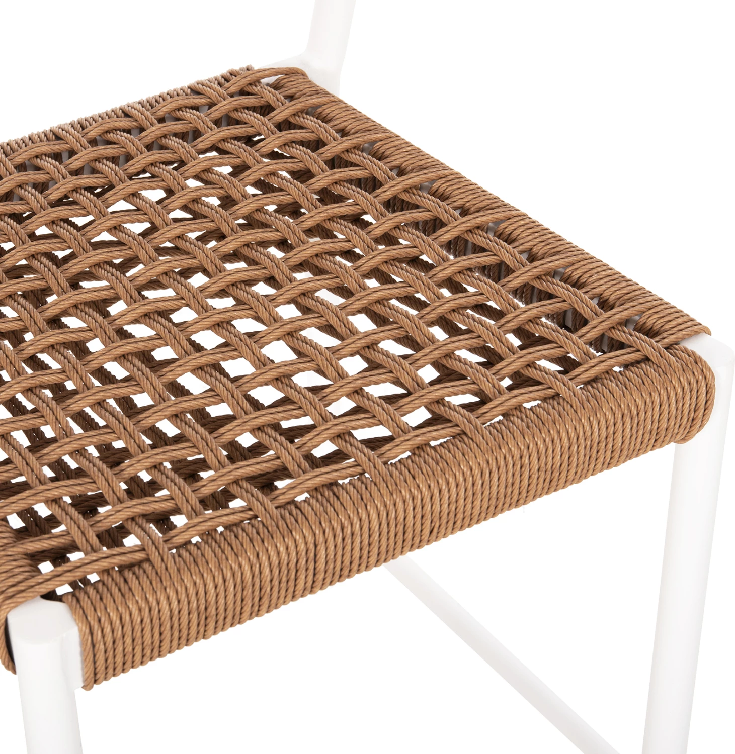 Karrige për bar, lartësi mesatare, EULO FH6087.02, alumin në të bardhë, ratan sintetik në bezhë, 60x60x99H cm