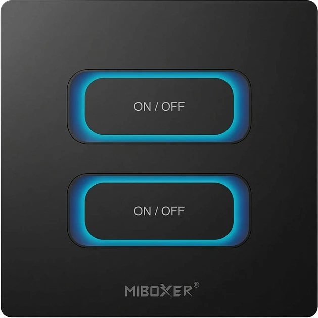 Switch i mençur muri Miboxer 2-Gang 2.4GHz me sensor lëvizjeje dhe dimmer, i zi