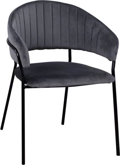 Karrige me krahë Theodore FH8520.01 prej kadifeje gri me kornizë metalike 55x50x82cm, set prej 2 copë