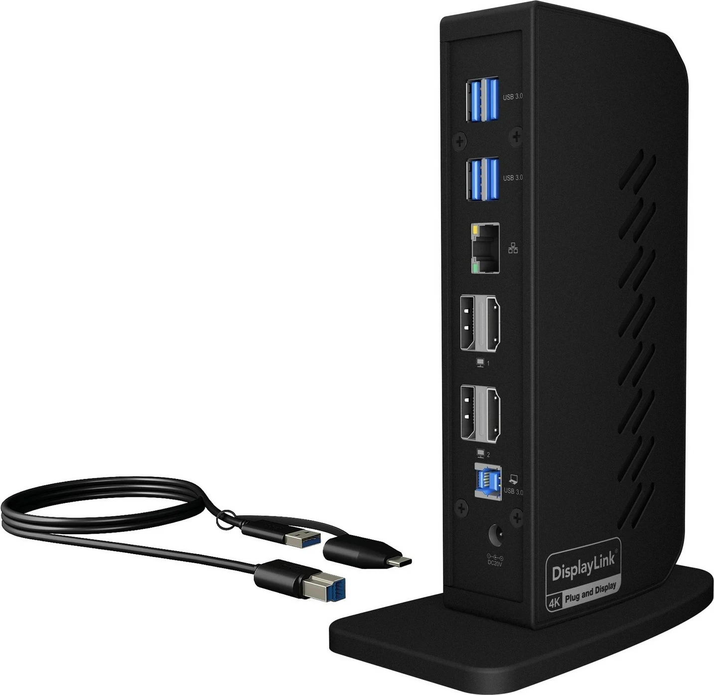 Doking stacion ICY Box USB-C/USB-A 12n1, 6x USB 3.0, 2x HDMI, 2x DisplayPort, RJ45, e zezë