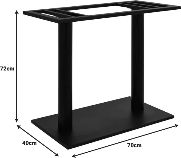 Bazë tavoline metalike, ngjyrë e zezë, 80x40x72cm