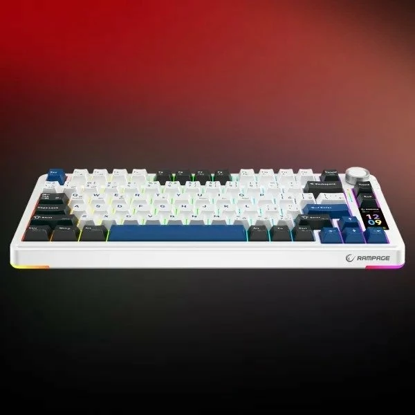 Tastierë mekanike gaming Rampage Quell Pro StarVector 75%, RGB, USB/Bluetooth/2.4GHz, e bardhë