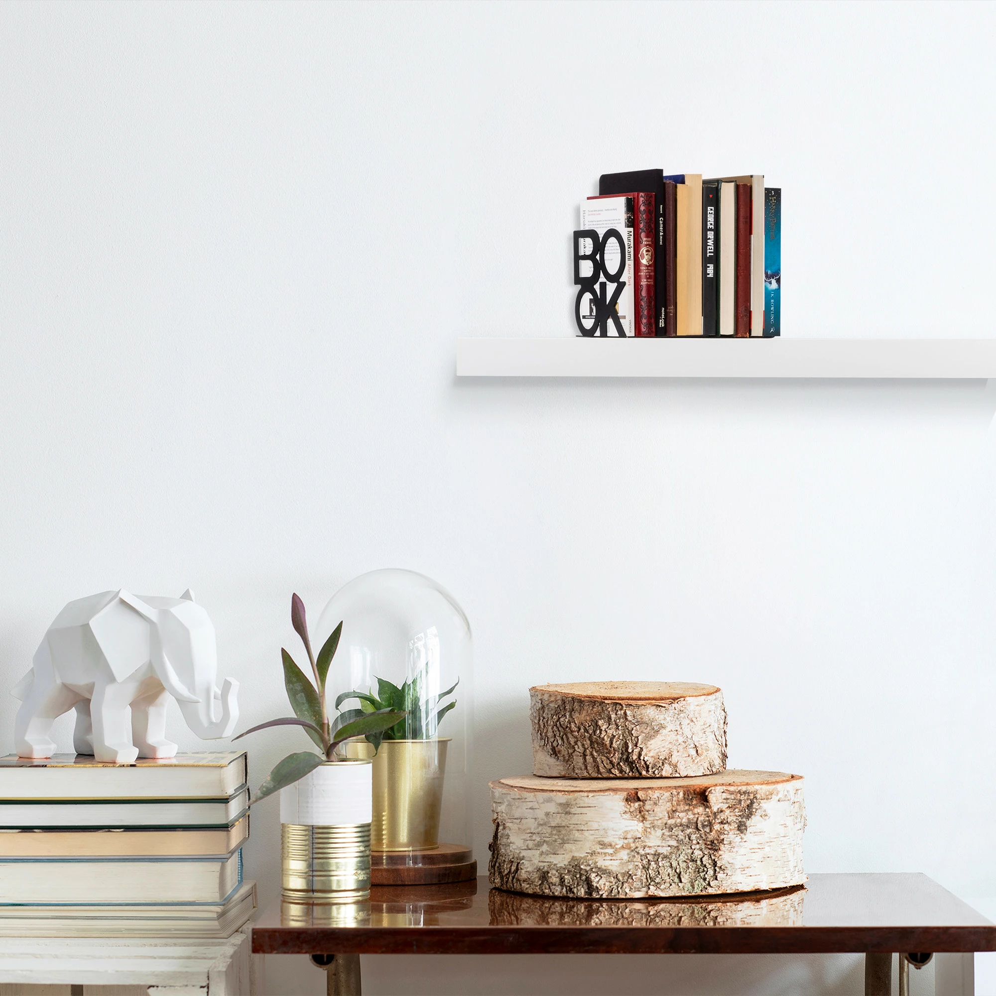 Mbajtës librash metalik, dizajn modern, ngjyrë e zezë, 13.5x13x14cm