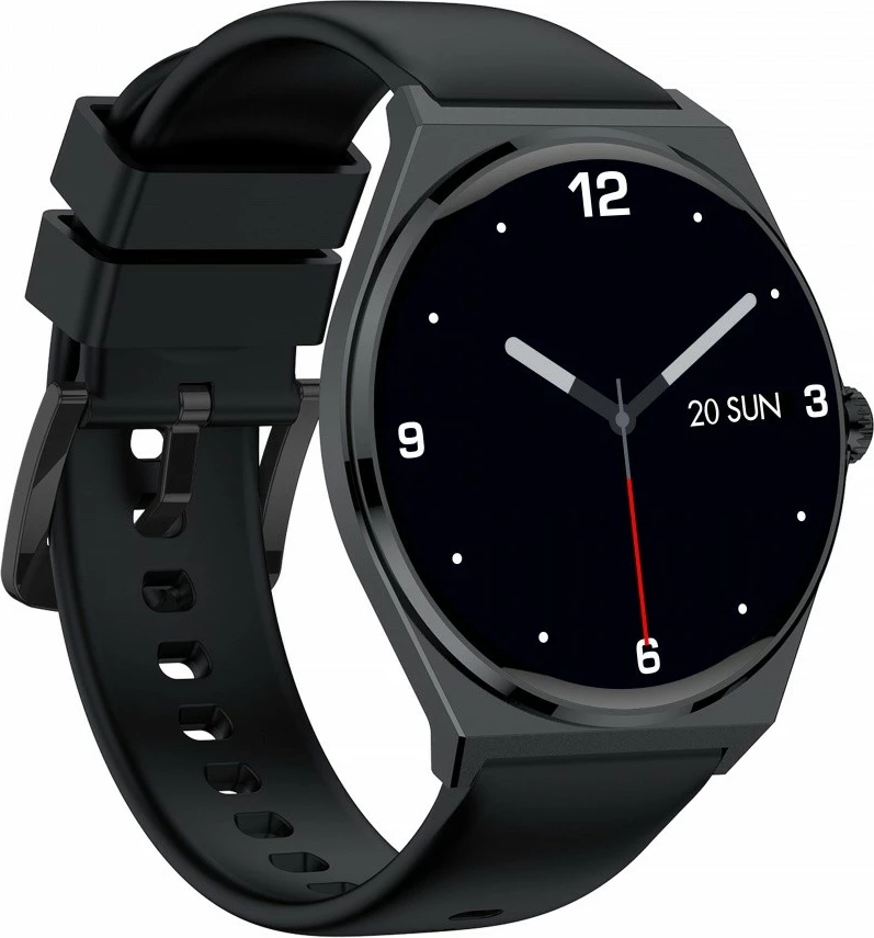 Smartwatch EcoWatch EW05, 1.43'' AMOLED, 200 mAh, i zi, set me rrip silikoni dhe metalik