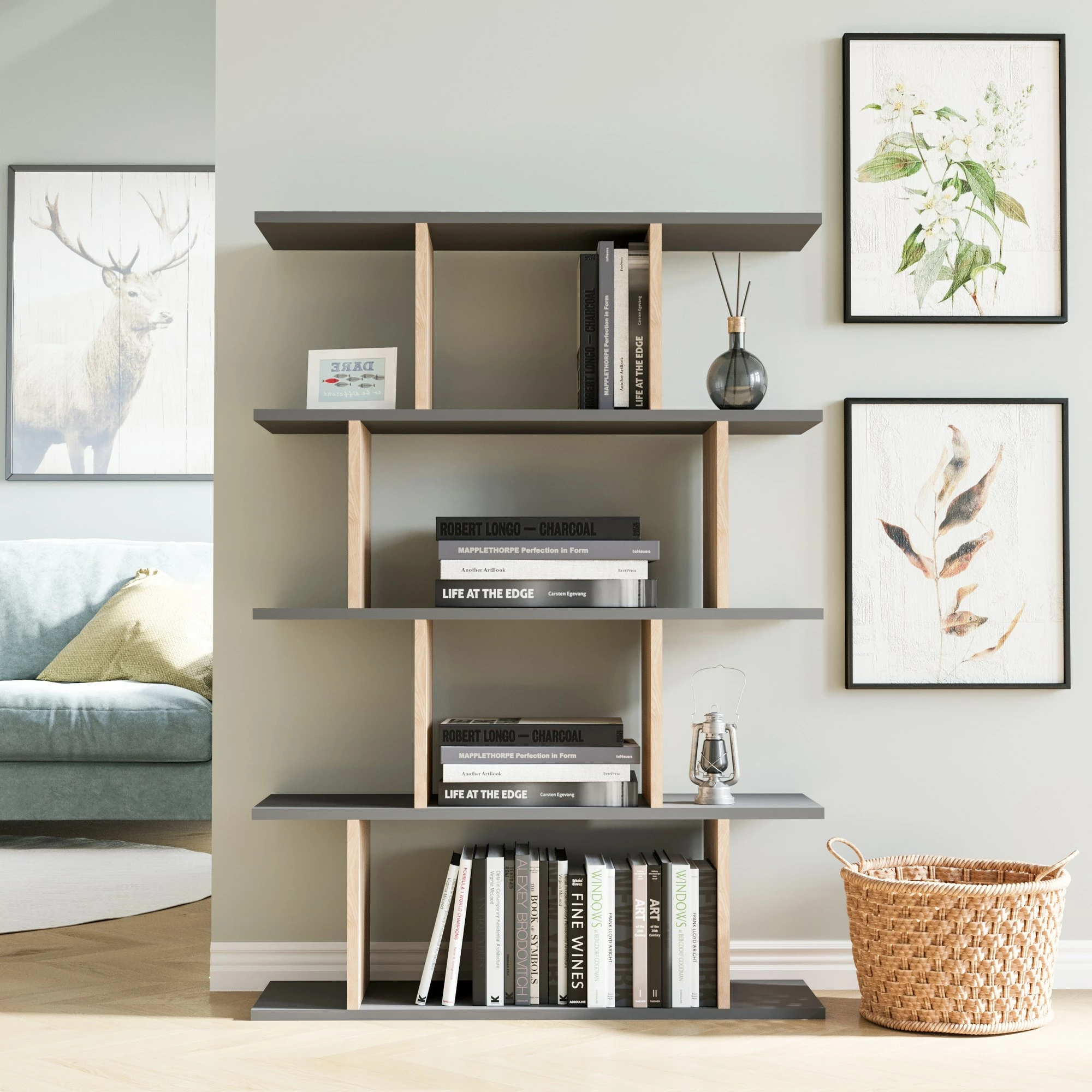 Raft librash Hanah Home, Harmon, anthracite dhe lis