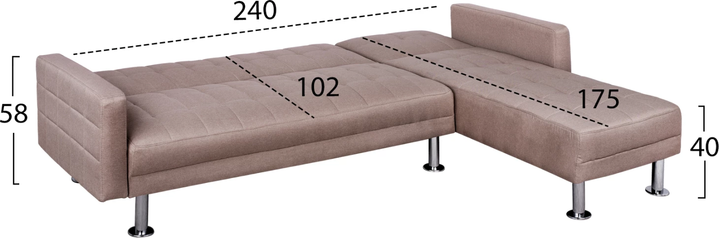 Divan këndor multifunksional, ngjyrë bezhë, Holden FH3147.02, 265x151x78 cm