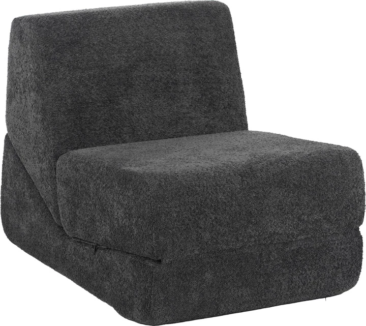 Fotel-krevat Ferderina, material stof, ngjyrë gri e errët, 90x76x65cm