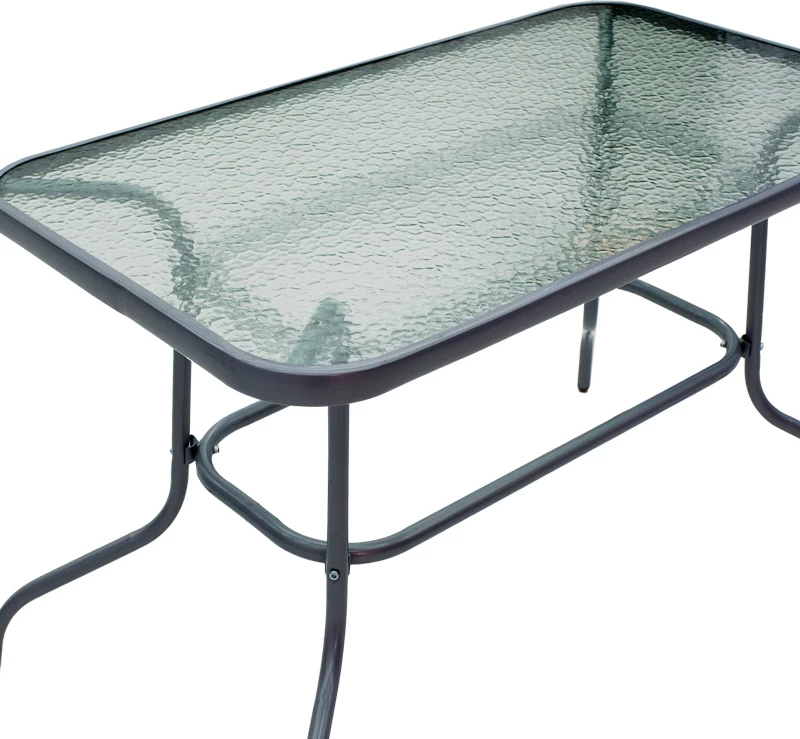Tavolinë me karrige Valor-Lindaria, set prej 5 pjesësh, metal anthracite-qelq-pe rattan, 110x60x70cm