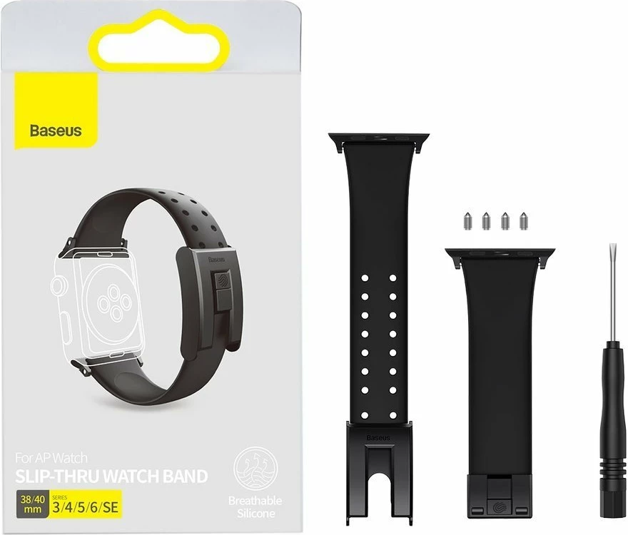 Rrip Baseus për Apple Watch Series 3/4/5/6/SE 38mm/40mm, i zi