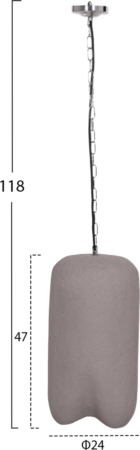 Llambë tavani varëse LOGKY, fibër-cement, ngjyrë gri, Φ24x47Hcm