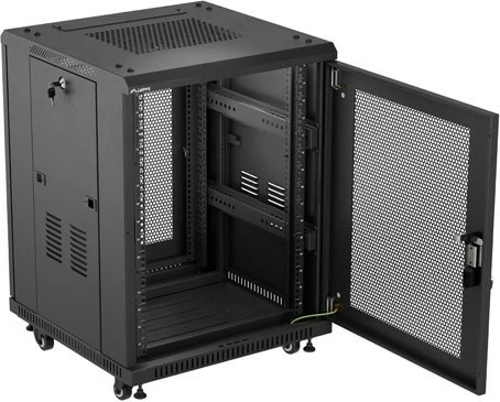 Kasë rack LANBERG 19 inch 15U, 600x600mm, e zezë, dyer të perforuara