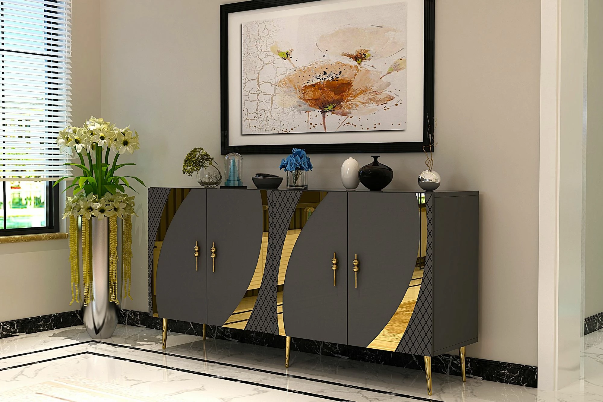 Konsol Skye Decor, anthracite dhe ari, KB150