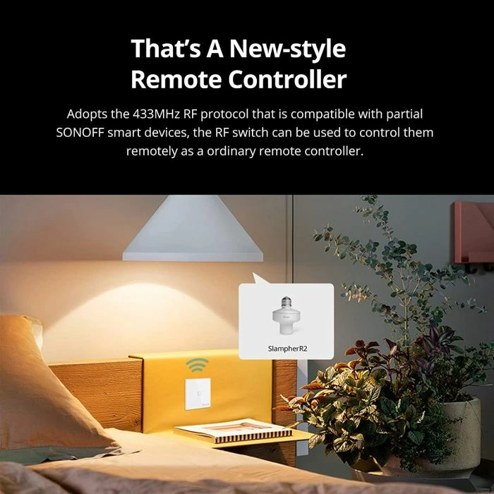 switch muri smart wireless SONOFF T2EU2C-RF, 433MHz RF, 2 ndërprerësa (double), EU, i bardhë