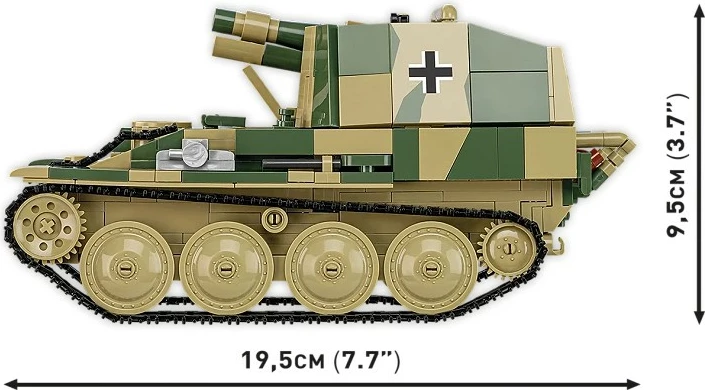 Set blloqe ndërtimi, Cobi, COBI-2665 Sd.Kfz.138/1 Grille Ausf. M, 720 elemente, shkallë 1:28, me figurë, kamuflazh jeshile