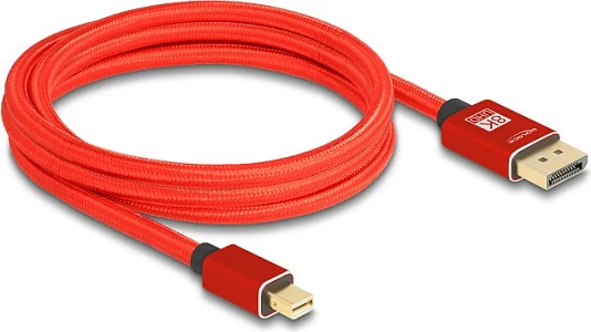 Kabllo Mini DisplayPort në DisplayPort DeLOCK, 2 m, 8K 60Hz, DP 1.4, e kuqe
