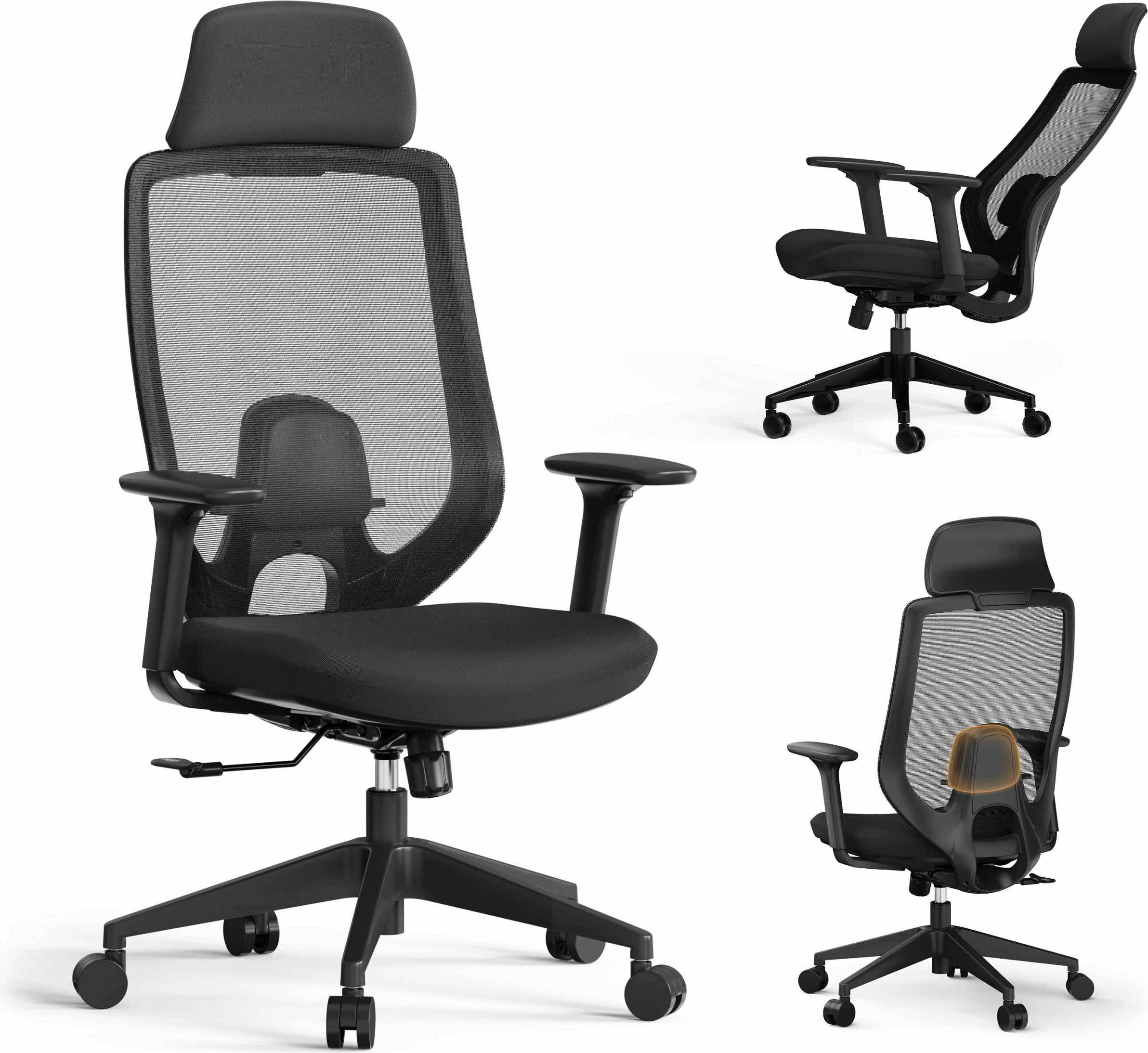 Karrige zyre SENSE7 Nakai, ergonomike me rrjetë, 150 kg, e zezë