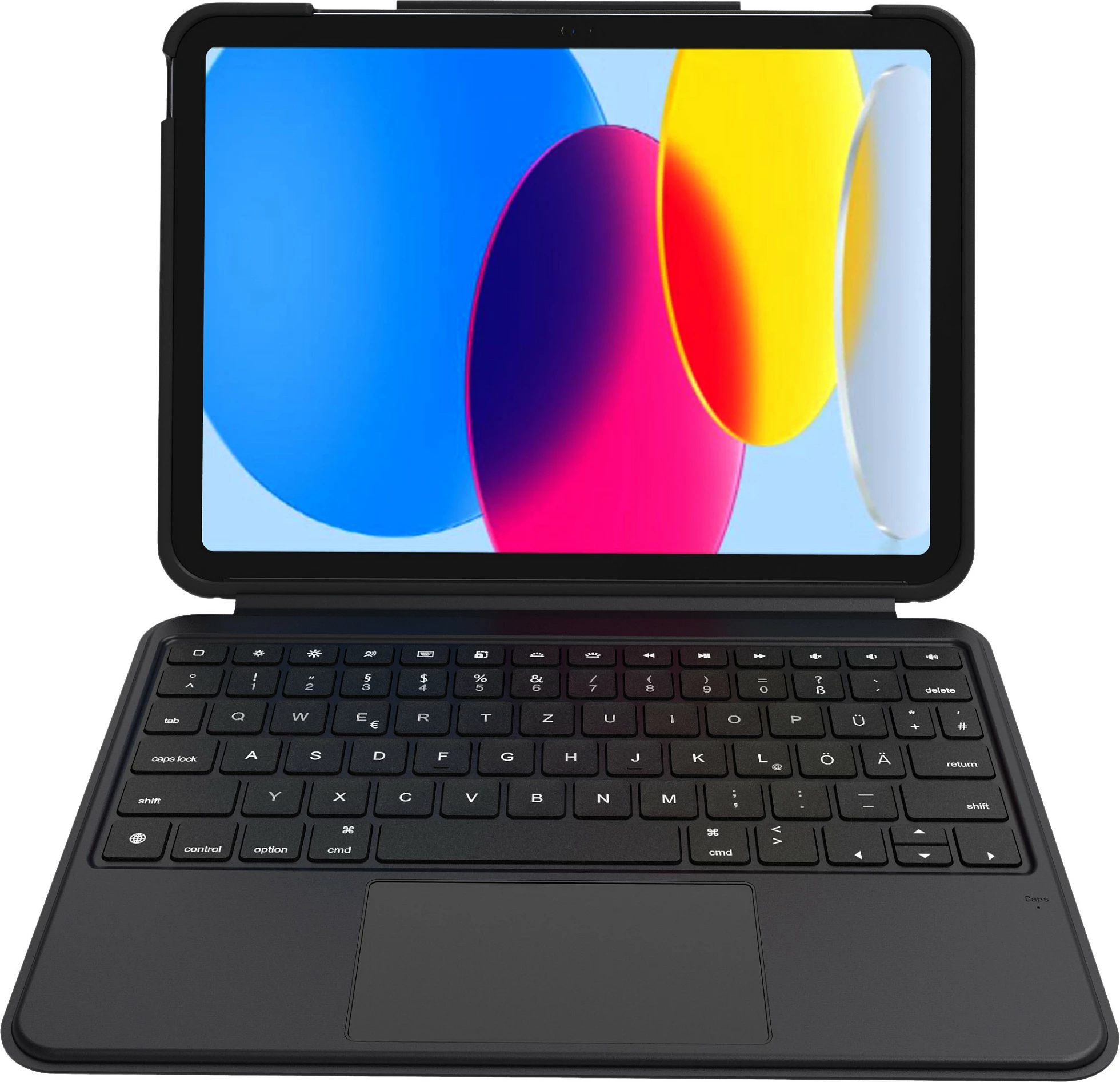 Mbështjellës me tastierë DEQSTER Smart Combo Touch për iPad 10.9" (Gjenerata 10), Apple Smart Connector, QWERTZ, i zi