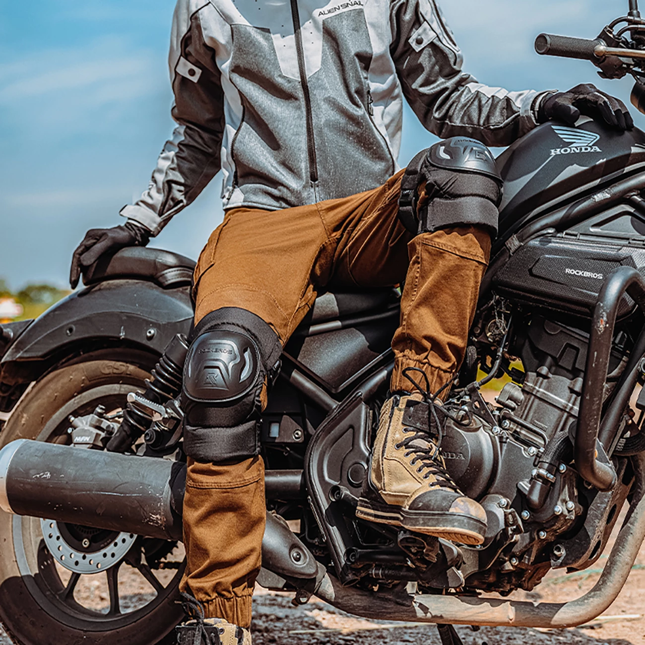 Mbrojtëse gjunjësh Rockbros 19230003001, najlon/plastik, e zezë, set