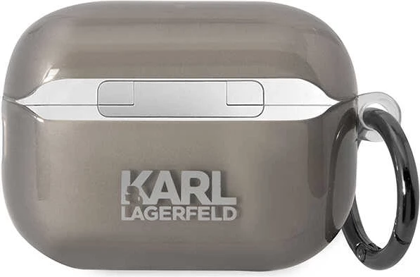 Mbështjellës Karl Lagerfeld për AirPods Pro 2, me unazë, i zi