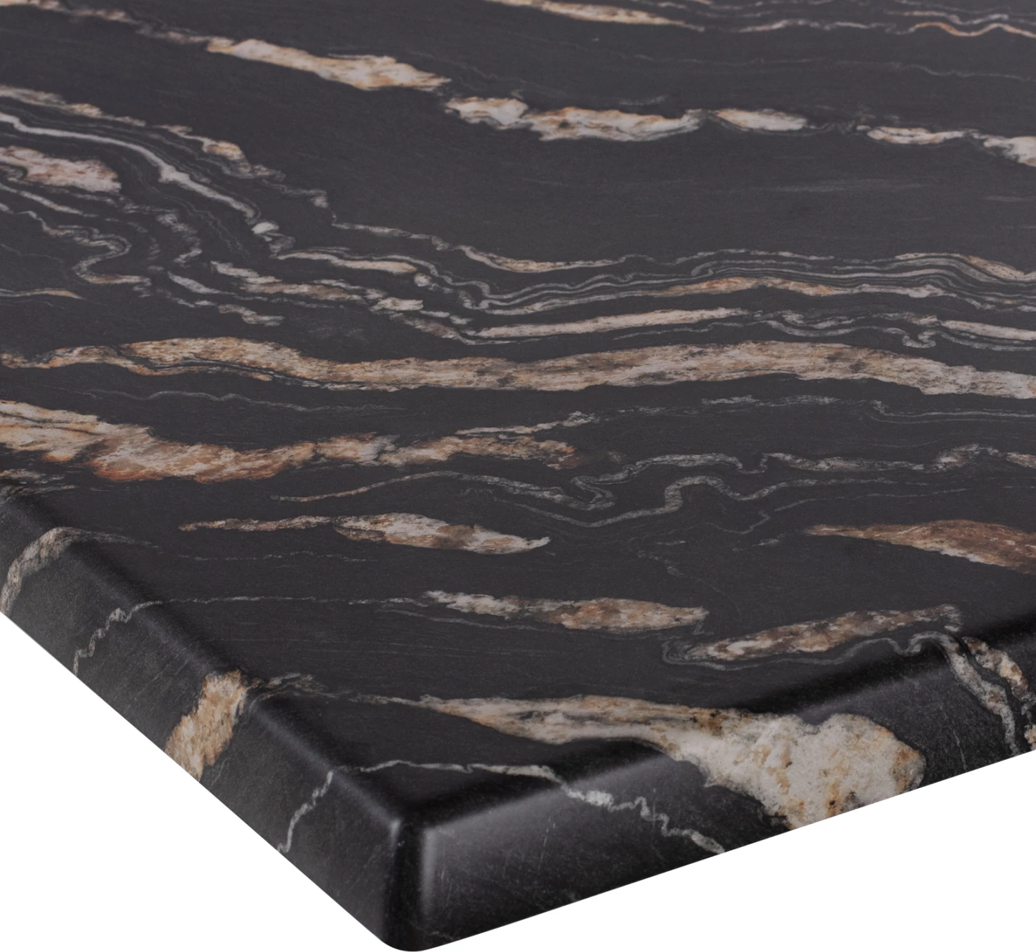 Sipërfaqe tavoline katrore, ngjyrë mermeri e zezë dhe ari, FH5231.15, 80x80 cm