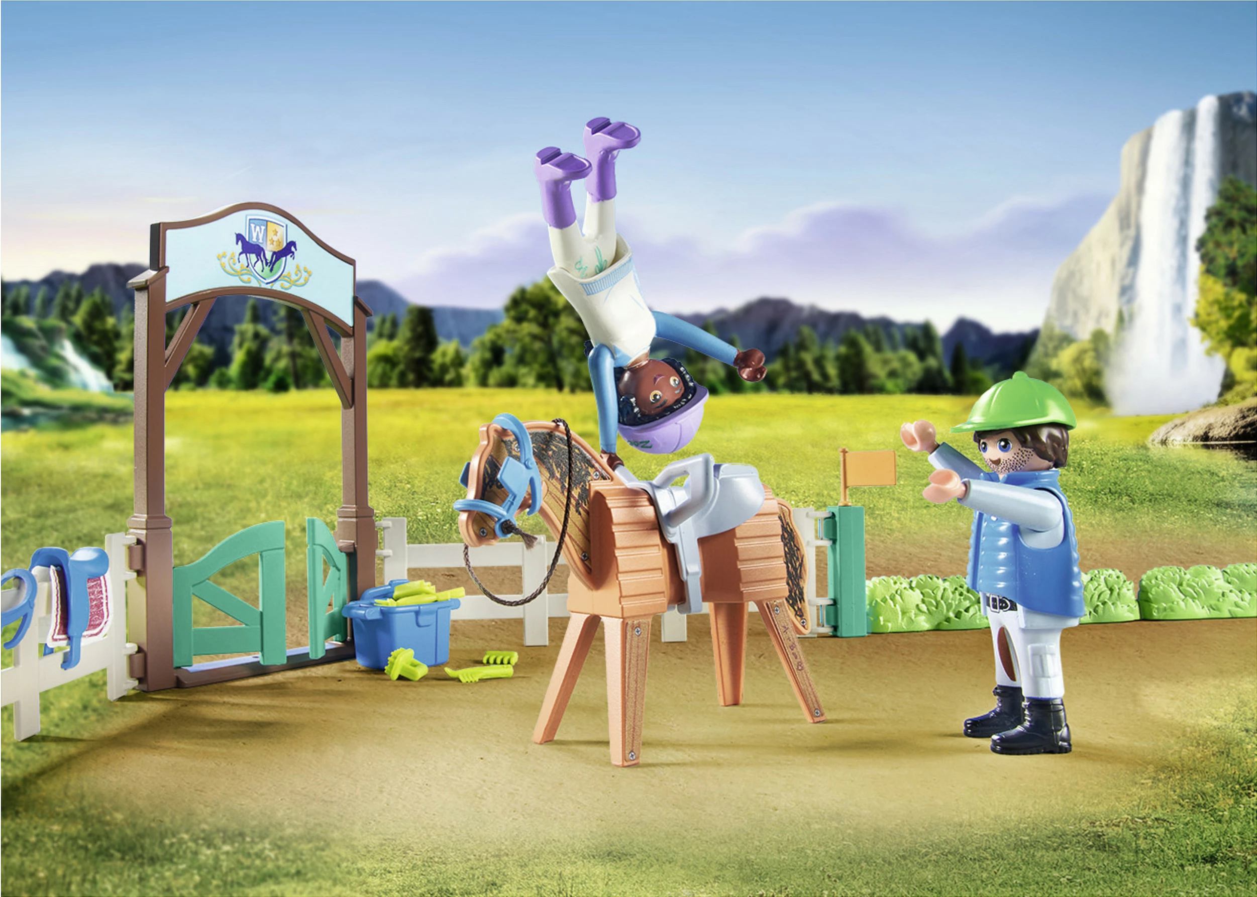 Set lodrash Playmobil Horses of Waterfall 71637, shkollë kalërimi, 67 pjesë, shumëngjyrëshe