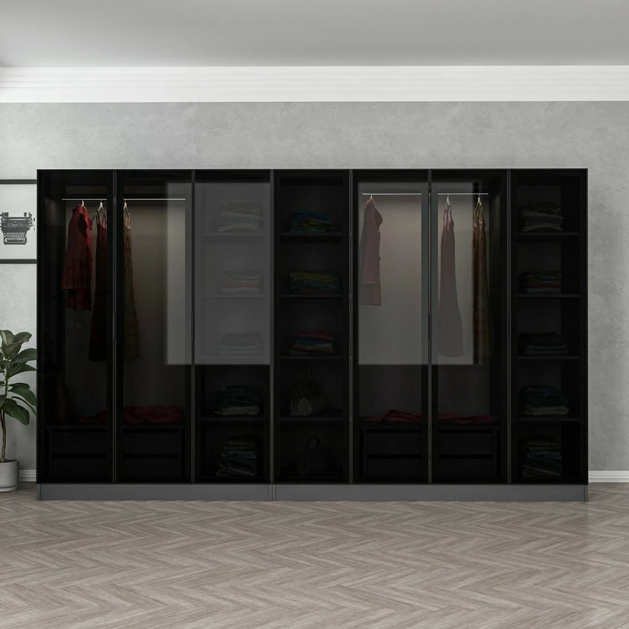 Dollap Skye Decor, anthracite e zi, 315x210x52cm